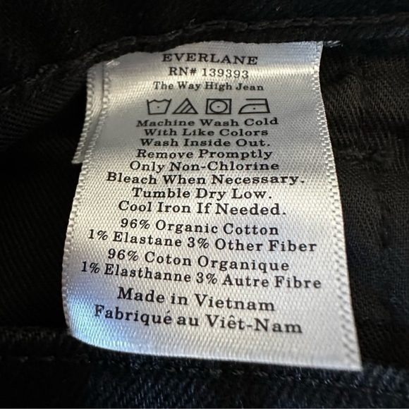 NEW EVERLANE Way-High Jean High-Rise Straight Leg Frayed Hem Coal Black Size 30L - Picture 12 of 14